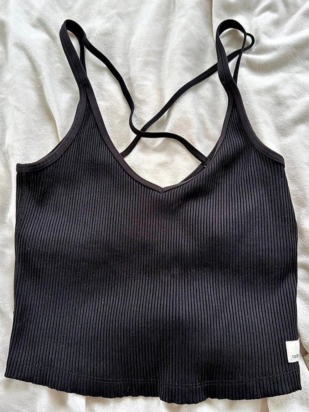vuori Rib Crop Cami Ribbed Crop Cami in Black Size Small